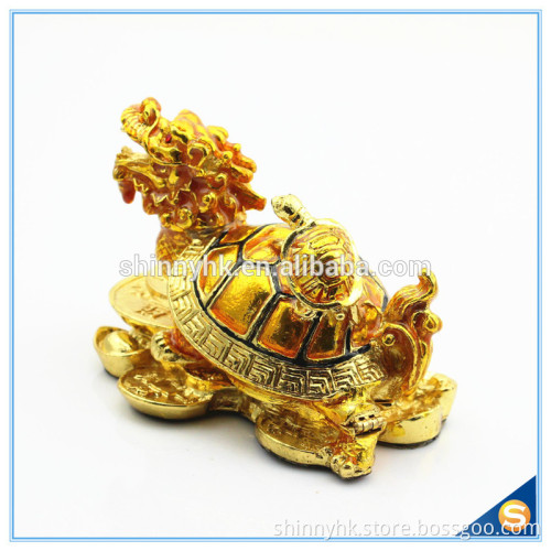 Gold Plated Dragon Turtle With Money Shape Enamel Trinket Box For Decorative SCJ422